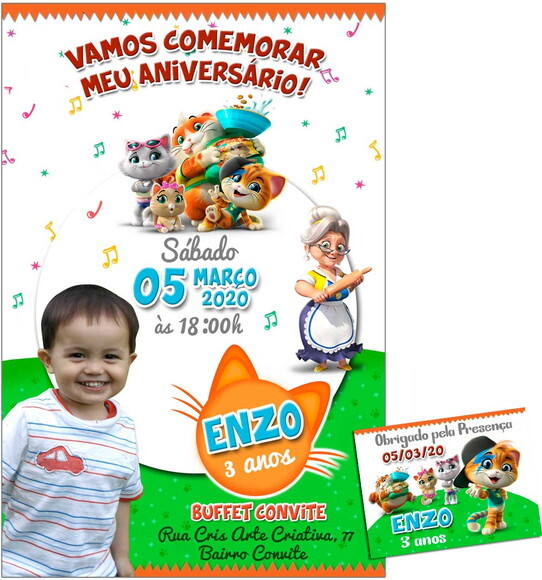 CONVITE DIGITAL e TAG 44 gatos Foto