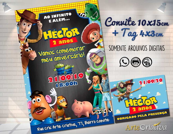 CONVITE DIGITAL e TAG Toy Story 2