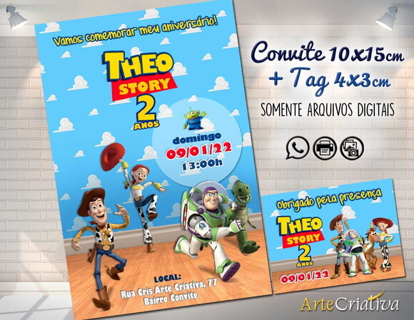 CONVITE DIGITAL e TAG Toy Story 4