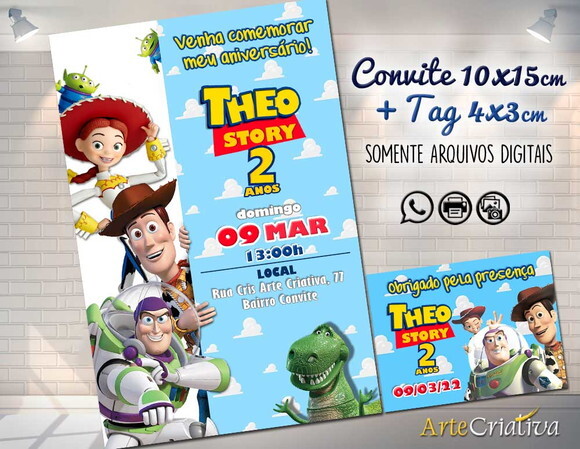 CONVITE DIGITAL e TAG Toy Story 5