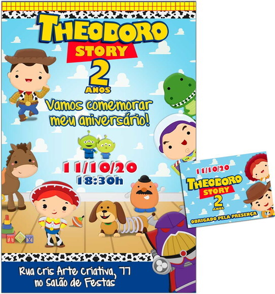 CONVITE DIGITAL e TAG Toy Story Cute