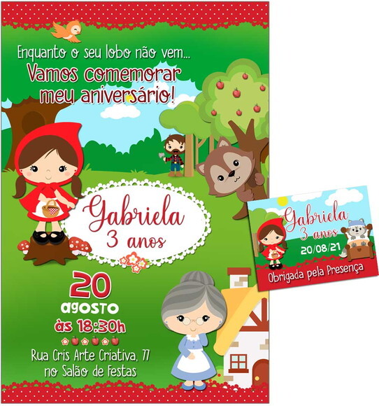 CONVITE TAG DIGITAL Chapeuzinho Vermelho 2