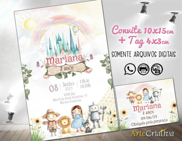 Convite Tag Digital Magico de Oz 2