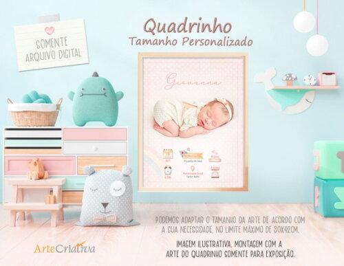ARTE DIGITAL PARA QUADRINHO de bebê Menina 3