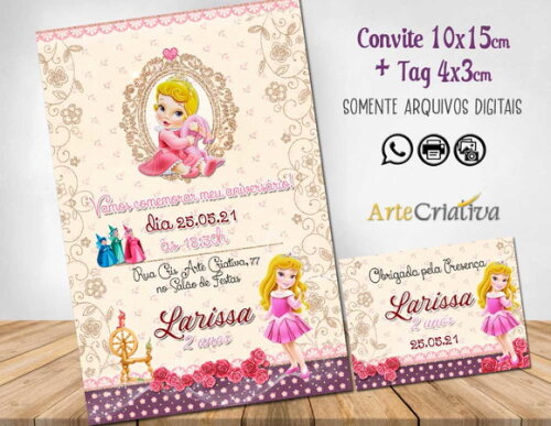 CONVITE DIGITAL C/TAG A Bela Adormecida Baby