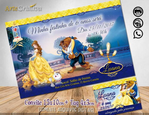 CONVITE DIGITAL C/TAG A Bela e a Fera 2