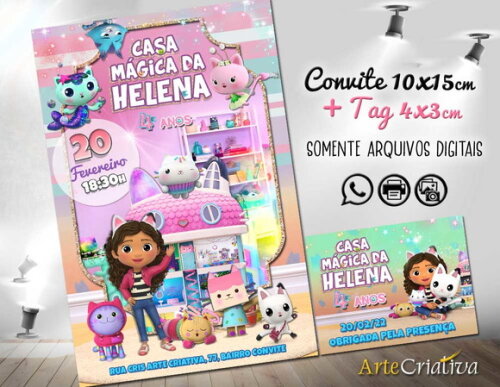 CONVITE DIGITAL C/TAG A Casa Mágica de Gabby 2