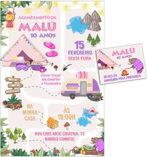 Convite Digital C/tag Acampamento Menina