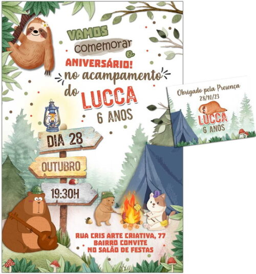 Convite Digital C/tag Acampamento Bosque