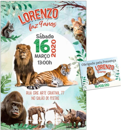 CONVITE DIGITAL C/TAG Animais 2