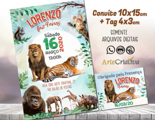 CONVITE DIGITAL C/TAG Animais 2