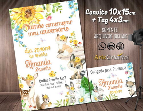 CONVITE DIGITAL C/TAG Animaizinhos Fofinhos Menina 4