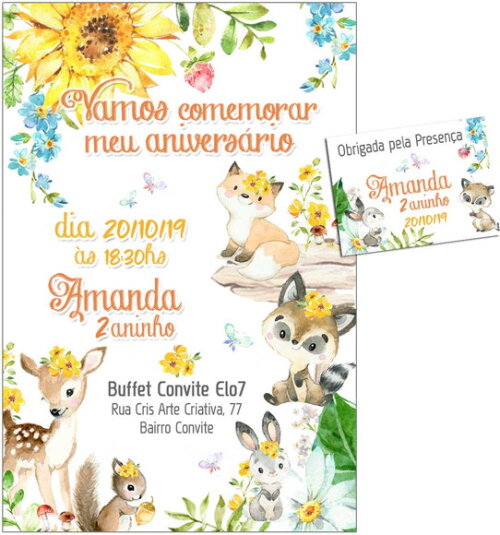 CONVITE DIGITAL C/TAG Animaizinhos Fofinhos Menina 4