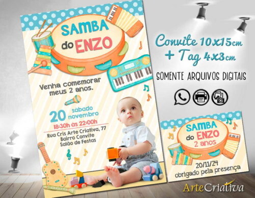 Convite Digital C/tag Aniversário Música