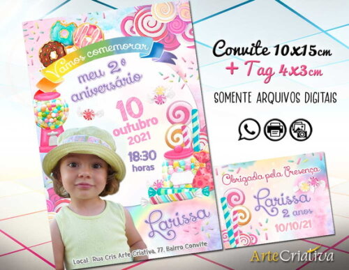 CONVITE DIGITAL C/TAG Aquarela Doce co Foto