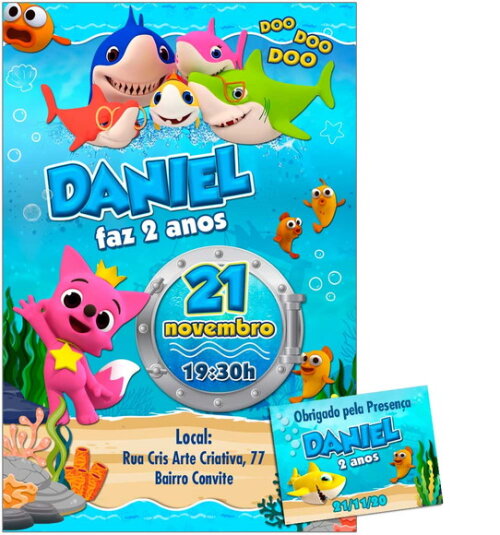 CONVITE DIGITAL C/TAG Baby Shark 3