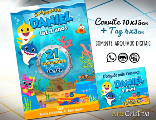 CONVITE DIGITAL C/TAG Baby Shark