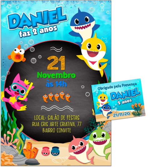 CONVITE DIGITAL C/TAG Baby Shark 2