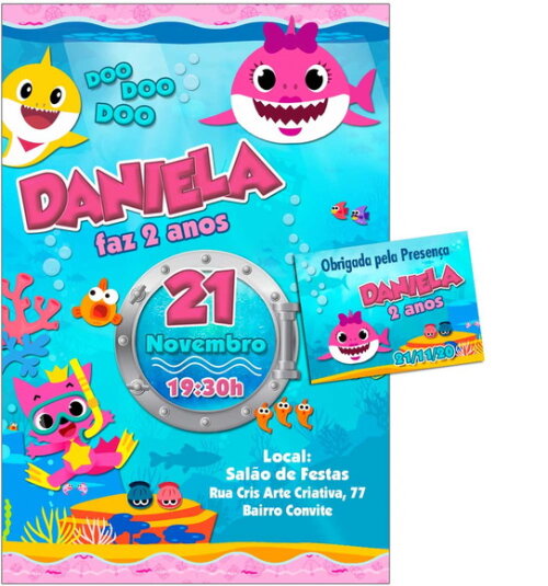 CONVITE DIGITAL C/TAG Baby Shark Menina 2