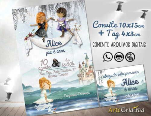 Convite Digital C/tag Bailarina Aquarela Cisne Negro 2