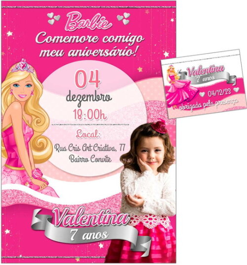 Convite Digital C/tag Barbie Princesa