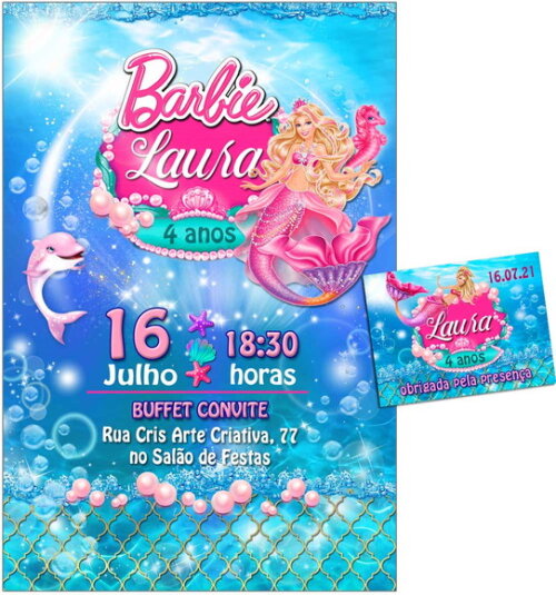 CONVITE DIGITAL C/TAG BarbieSereia