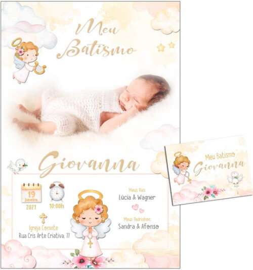 CONVITE DIGITAL C/TAG Batismo Menina
