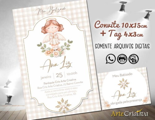 Convite Digital C/tag Batismo Menina 7