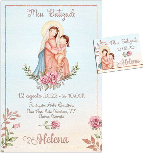 Convite Digital C/tag Batismo Menina Maria 2