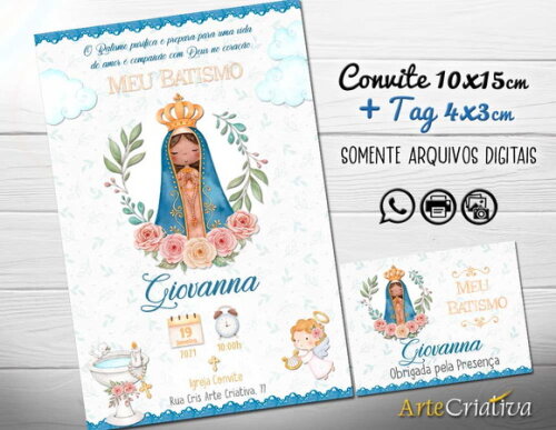 CONVITE DIGITAL C/TAG Batismo Nossa Senhora 1