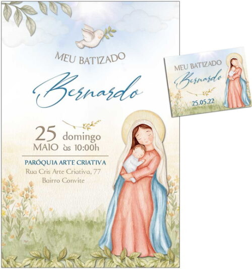 Convite Digital C/tag Batismo Menino Maria