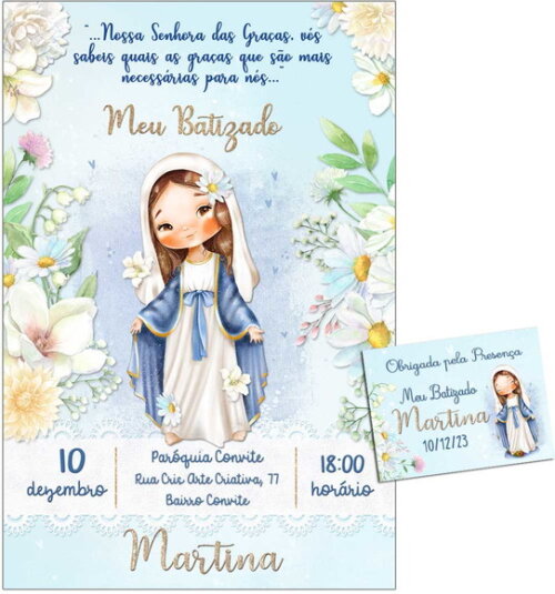 Convite Digital C/tag Batismo Nossa Senhora das Graças