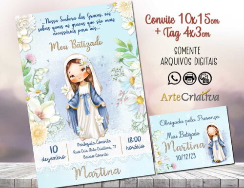 Convite Digital C/tag Batismo Nossa Senhora das Graças
