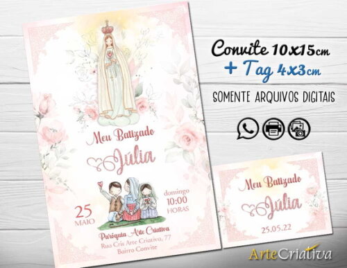 CONVITE DIGITAL C/TAG Batismo Nossa Senhora Fátima