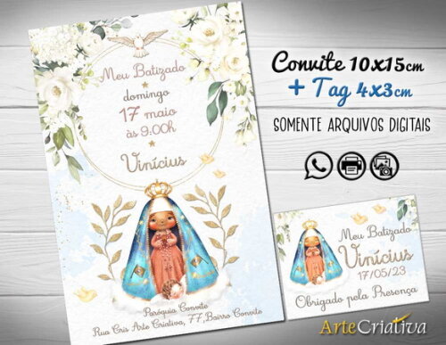 Convite Digital C/tag Batismo Nossa Senhora Menino 2