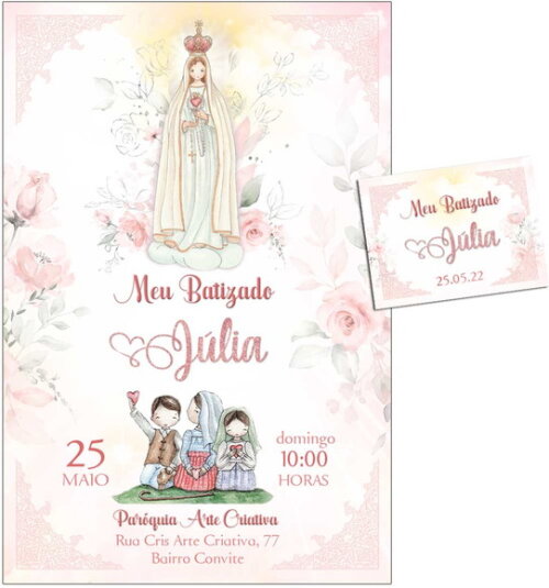 CONVITE DIGITAL C/TAG Batismo Nossa Senhora Fátima