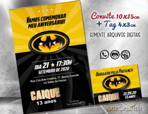 CONVITE DIGITAL C/TAG Batman