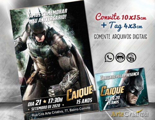 CONVITE DIGITAL C/TAG Batman 2