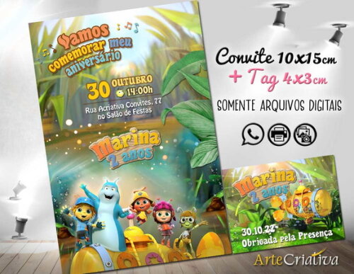 CONVITE DIGITAL C/TAG Beat Bugs 3