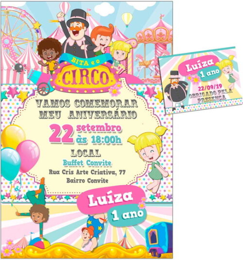 CONVITE DIGITAL C/TAG Bita Circo Menina 2