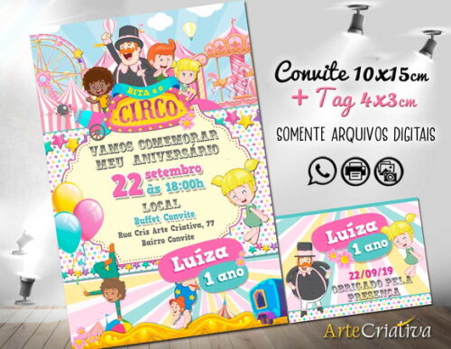 CONVITE DIGITAL C/TAG Bita Circo Menina 2
