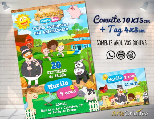 CONVITE DIGITAL C/TAG Bita Fazendinha Menino