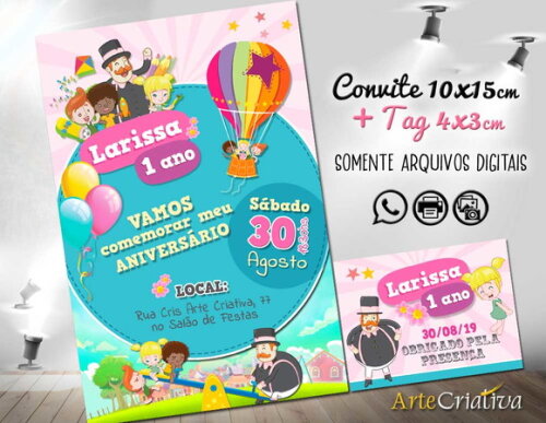CONVITE DIGITAL C/TAG Bita Menina
