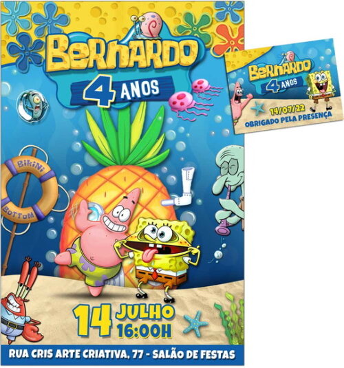 CONVITE DIGITAL C/TAG Bob Esponja 3