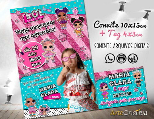CONVITE DIGITAL C/TAG Boneca LOL Surprise