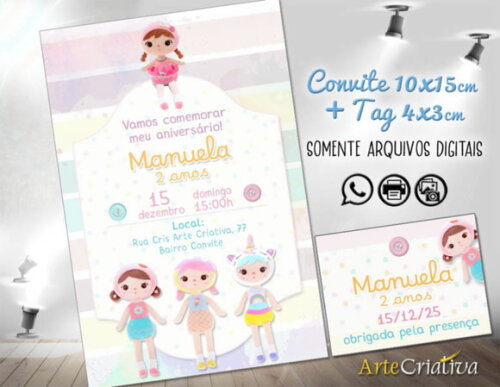 Convite Digital C/tag Boneca Metoo 3