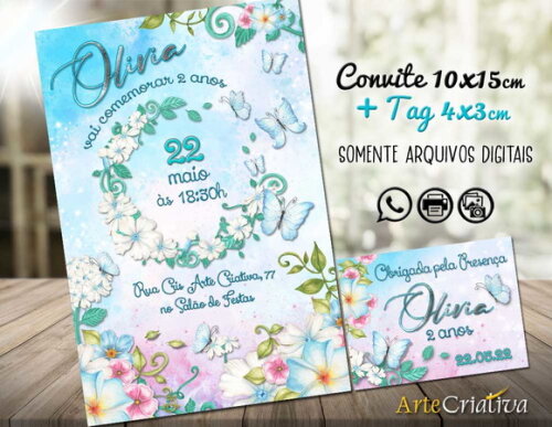 CONVITE DIGITAL C/TAG Borboleta e Flor 12