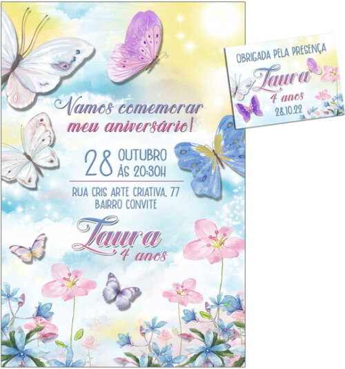 CONVITE DIGITAL C/TAG Borboleta e Flor 10