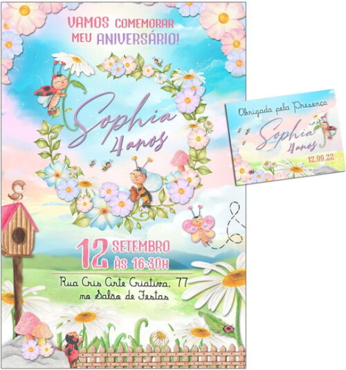 CONVITE DIGITAL C/TAG Borboleta e Flor 14
