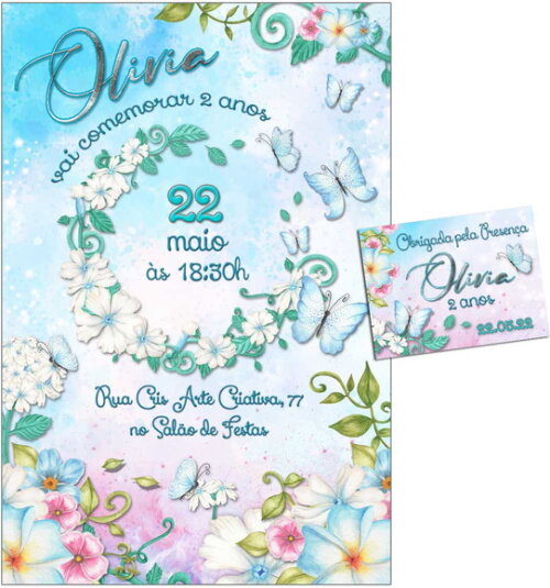 CONVITE DIGITAL C/TAG Borboleta e Flor 12